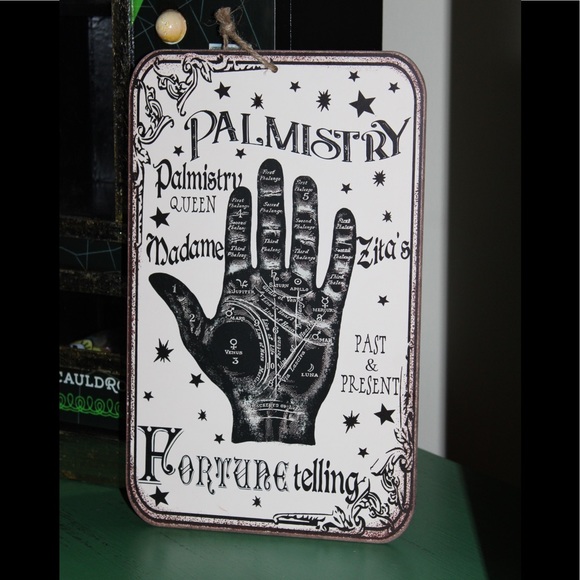 HALLOWEEN PALM READING FORTUNE TELLER WALL SIGN - Picture 12 of 14